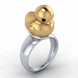 What The Duck?!? Sterling Silver Duck Ring, Gold Duck Ring, Rubber Ducky Ring, Duckling Ring, - Geek Jewelry