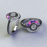 Poke Engagement Ring, Gems -Ladies - Geek Jewelry