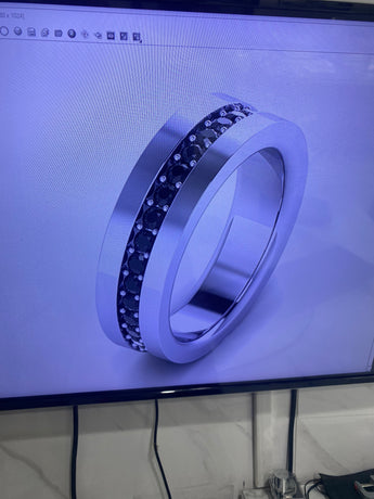 Custom Platinum and Black Diamond Band Deposit - Geek Jewelry