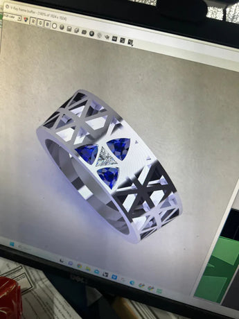Custom white gold Tri Force solid ring