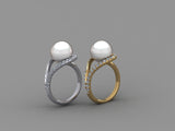 CUSTOM- Kristopher Olson - Pearl Engagement ring - Geek Jewelry