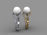 CUSTOM- Kristopher Olson - Pearl Engagement ring - Geek Jewelry