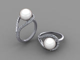 CUSTOM- Kristopher Olson - Pearl Engagement ring - Geek Jewelry