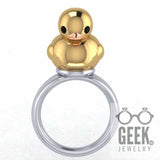 What The Duck?!? Sterling Silver Duck Ring, Gold Duck Ring, Rubber Ducky Ring, Duckling Ring, - Geek Jewelry