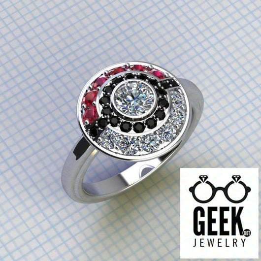 Poke Engagement Ring with plain shank,-Ladies - Geek Jewelry
