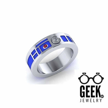 R2 Head Wedding Band - Plain Sides- All Sizes - Geek Jewelry